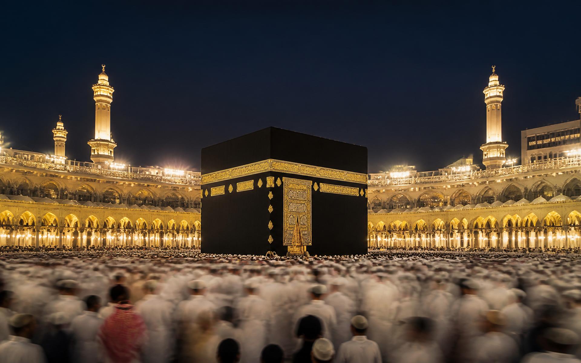 The Kaaba at Masjid al-Haram at night